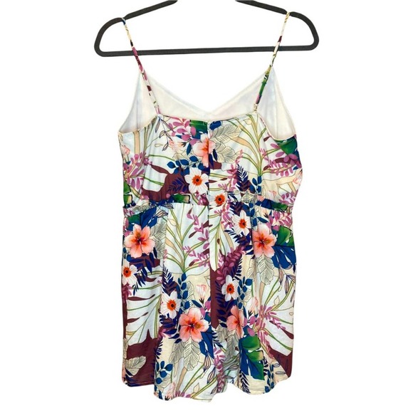 Peach Love California Floral Botanical Romper w/ Adjustable Spaghetti Straps - Picture 2 of 9